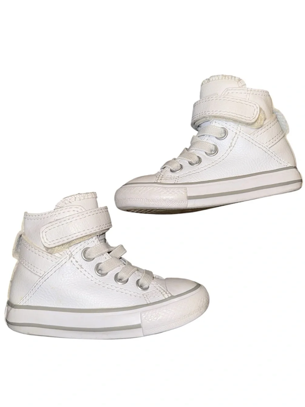 Converse Unisex Brea Toddler White High-Top Sneakers with Strap, Chuck taylor